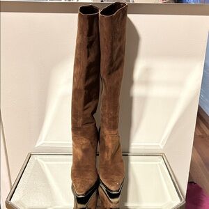 Sergio Rossi Tan Over the Knee Boots